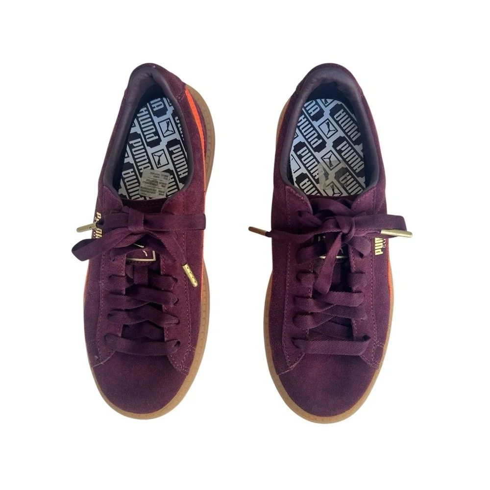 New Puma Women's Winetasteing Fame Suede Platform Trace Block Sneakers Size 8 - Picture 3 of 15